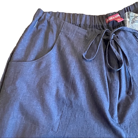 New Jessica London Navy Blue Linen Blend Drawstring Pants Plus Size 22 Tall - Picture 11 of 15